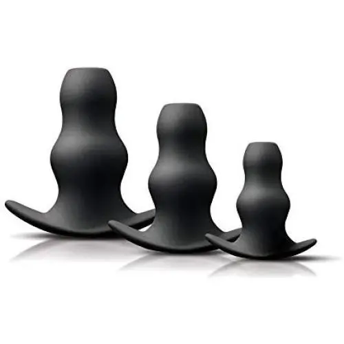 Renegade Peeker - Hollow Rippled Butt Plugs Kit- Black Renegade Peeker - Hollow Rippled Butt Plugs Kit- Black