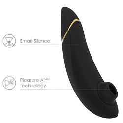 Womanizer Premium Clitoral Sucking Toy Vibrator for Women, Waterproof, 12 Intensity Levels, Auto Pilot, and Exclusive 30ml We-Vibe Lubricant, Black-Gold