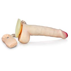 Healthy Vibes Lifelike Powerful Vibrating Slim Suction Cup Dildo - 7 1/2 Realistic Beige Natural Jelly Dong with Remote Control