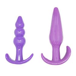 Roxy Sex Toys Butt Plug 2 Piece Anal Plug Set for Men & Women Silicone Toys Purple