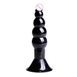 HUImiai Medical Silicone An-al Dila-tor Dil-do Masturbator Beads Butt Plugs Strong Suction Cup 5 Balls An-us Stimulate Sex Toys For Women Men (black)