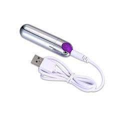 Vsshe Bullet Vibrator - Rechargeable & WarterProof Bullet Massager for Woman - Portable Bullet Viberate Toys (Silver-Purple)