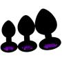 Anal Sex Trainer 3PCS Silicone Jeweled Butt Plugs, Eastern Delights Anal Sex Toys Kit for Starter Beginner Men Women Couples, Black