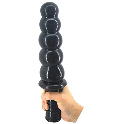 MLSice Hand Hold Anal Beads Dildo Big Dong Anal Plug Screw Handle Butt Plug Dildo Large Penis 11.8" Long Dick Anus Massage Balls Adult Sex Toys for Woman Man Couples Lesbian Gay - Black