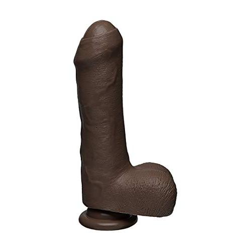 Doc Johnson The D - Uncut D - 7 Inch with Balls - FIRMSKYN - 7" Long and 1.75" Wide - Suction Cup Base - O-Ring Harness Compatible Dildo, Chocolate