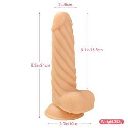 XMdxd 8.3 Inch Powerful Female Personal Manual Handheld PVC Mǎssage Wand Exquisite Flexible Lifelike Ǎdult Toy with Suction Cup Soft Comfortable Wireless Ðildǒ