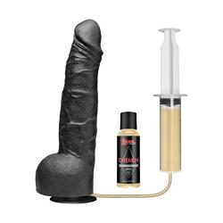 KINK By Doc Johnson Wet Works Drencher - Silicone Squirting Cock - With Removable Vac-U-Lock Suction Cup Base - Harness and F-Machine Compatible - Black