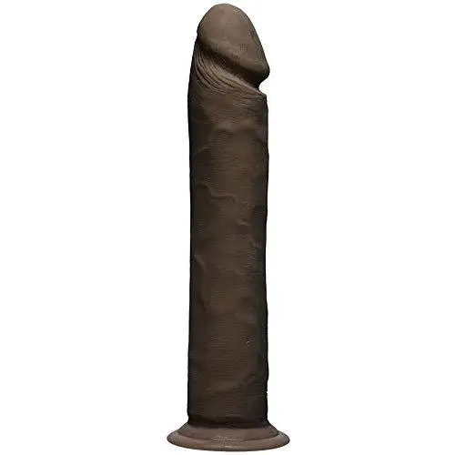Doc Johnson The D - Realistic D - 10 Inch - ULTRASKYN - 10.25" Long and 2" Wide - Strong Suction Cup Base - O-Ring Harness Compatible Dildo, Chocolate
