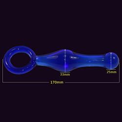 Glow Castle Crystal Glass Pleasure Wand Dildo Penis - Dark blue love