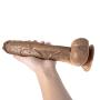 HYLHYL5-F Realistic Dick, Woman Environmental Protection Big Head Health Bendable Suction Cup Base Brown PVC Material (29cm/11.4in)