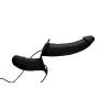 Strap U Power Pegger Black Silicone Vibrating Double Dildo with Harness