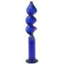 Wowlife Sex Toy, Blue Screw Thread Round Glass Dildo Crystal Penis for Couple Lover