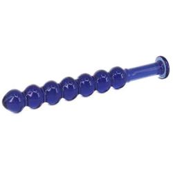 Eastern Delights 7 Beads Glass Pleasure Toys, Anal Training Butt Plug for Beginners (Deep Blue)