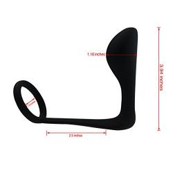 Manul Prostate Massager Stimulator with Cock Ring Delay, Eastern Delights Silicone Anal Butt Plug Trainer Adult Sex Toys Black