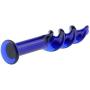 Wowlife Sex Toy, Blue Screw Thread Round Glass Dildo Crystal Penis for Couple Lover