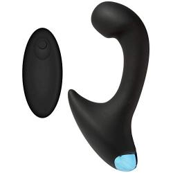 Doc Johnson OptiMALE™ - P-Curve - Ergonomically Curved Beginner-Friendly Vibrating Prostate Massager - Silicone, Remote Operated, Multi-Function, USB Rechargeable - Black