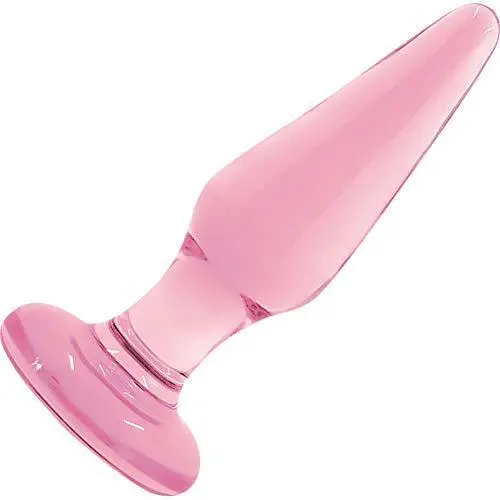 Ns Novelties Crystal Glass Tapered Plug, Small, Pink Ns Novelties Crystal Glass Tapered Plug, Small, Pink