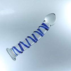 Don Wand Glass Pleasure Wand, Swirl Mushroon Tip Rocket, Blue