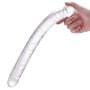 MATATA Dildo Adult Toy for Lesbian, 13.2 Inch Double Sided Dildo for Women Waterproof Flexible Double Dong with Curved Shaft for Vaginal G-spot and Anal Play(Clear)