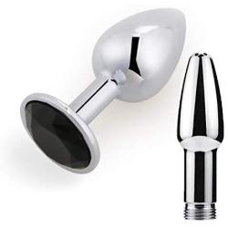 Anal Sex Games Tool Butt Plug and Enema Shower Anal Cleaning Plug for Women Men (Black)