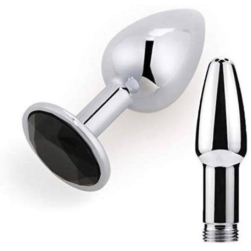 Anal Sex Games Tool Butt Plug and Enema Shower Anal Cleaning Plug for Women Men (Black)