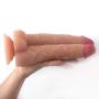 Massive Double Dildo with Suction Base Dual Dicks Big Cock Adult Sex Toy (Flesh)