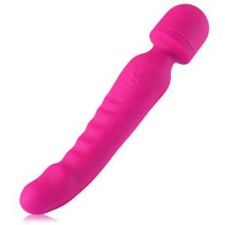Wireless Handheld Heated Wand Massager 7 Powerful Vibration Modes for Sports Recovery and Muscle Aches-Rose Red
