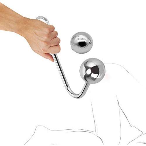 Sexbaby Steel Stainless Anal Hook Sex Toys Single Ball with 2 Balls for Replace Anal Butt Sex Massager for Lover, Bondage Unisex Rope Hook Sex Tool Steel Anal Plug