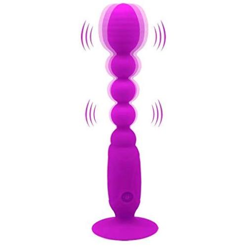 Anal Vibrator Prostate Massager for Men - Adorime Waterproof Vibrating G-spot Vaginal Sex Toy Butt Plug for Women, Rechargeable Hands-Free Suction Cup Prostate Spot Stimulator with 10 Modes(Purple)