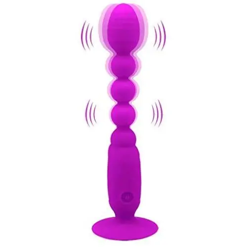 Anal Vibrator Prostate Massager for Men - Adorime Waterproof Vibrating G-spot Vaginal Sex Toy Butt Plug for Women, Rechargeable Hands-Free Suction Cup Prostate Spot Stimulator with 10 Modes(Purple)