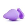 Play with Me - Naughty Candy Heart - Be Mine - Smooth Satin Finish Heart Shaped Bottom Anal Butt Plug - Platinum Silicone - Sex Toy for Men and Women (Purple)
