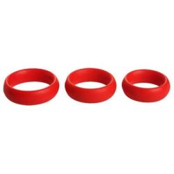 Trinity Vibes 3 Piece Silicone Cock Ring Set, Red