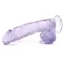 JSCRlove 100% Waterproof 8.66 Inch Did-Los Real Feel Toy with Strong Suction Soft-Ďîldɔ Massage Wand Transparent Purple Women Socks