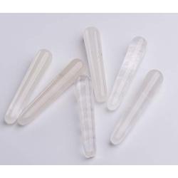 JIC Gem Crystal Massage Wand for Acupuncture Therapy Pointed Stick Tretament Gua Sha Scraping Tool Clear Quartz 6pc