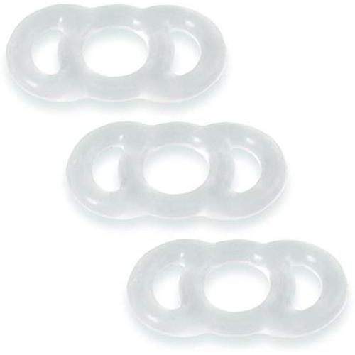 LeLuv Cock Rings Eyro Clear Silicone .6 inch Unstretched Diameter 3 Pack