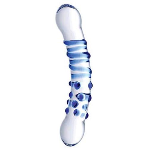Prisms Dual Ended Glass Dildo, Blue