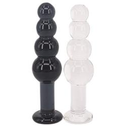 Eastern Delights Crystal Beads Anal Butt Plug Trainer Sex Toy for Beginners, Glass Pleasure Wand (Black)