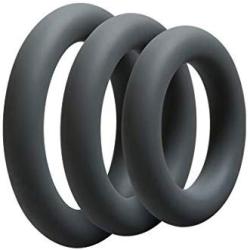 Doc Johnson OptiMALE - Thick 3 C-Ring Set - Stretchy Silicone - Slate