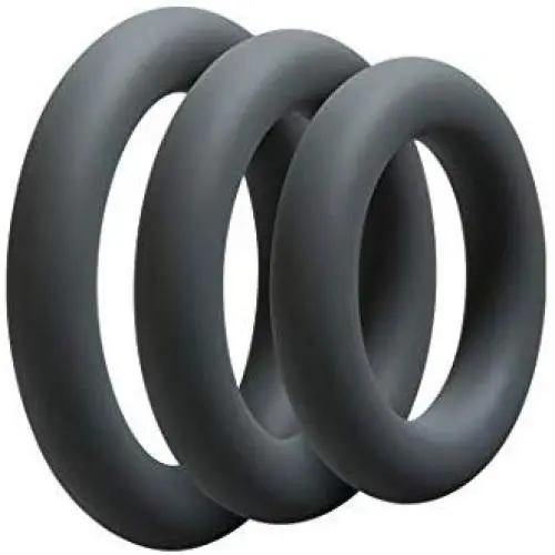 Doc Johnson OptiMALE - Thick 3 C-Ring Set - Stretchy Silicone - Slate Doc Johnson OptiMALE - Thick 3 C-Ring Set - Stretchy Silicone - Slate