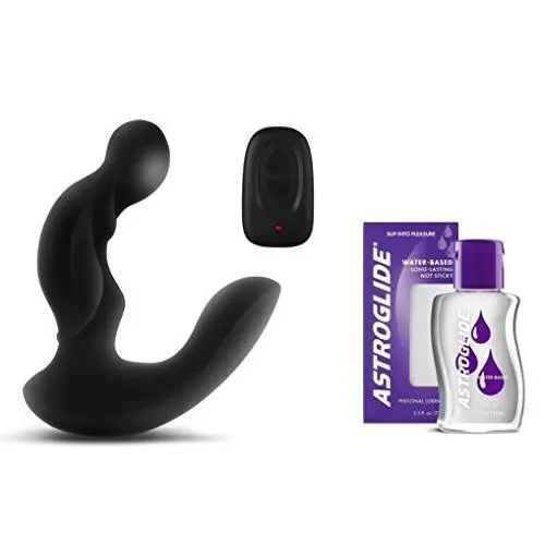 Premium Silicone Remote Wireless P Stimulator & 2.5 Oz Astroglide Water-Based Personal Lubricant Premium Silicone Remote Wireless P Stimulator & 2.5 Oz Astroglide Water-Based Personal Lubricant