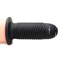 Master Series The Curved Dicktator 13 Mode Vibrating Giant Dildo Thruster - Flesh, 14.5 Inch XXL