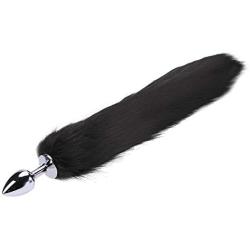 iEFiEL Animal Anal Cram Costume Metal Butt Fox Tail Plug (Black)