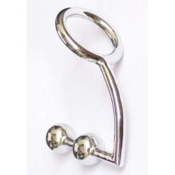 Craze 4 Toys Series Sm-438 2-ball &quotAnal Plug & Cock Ring" Metal Steel Hook Bondage Bdsm Chrome Butt (Silver)