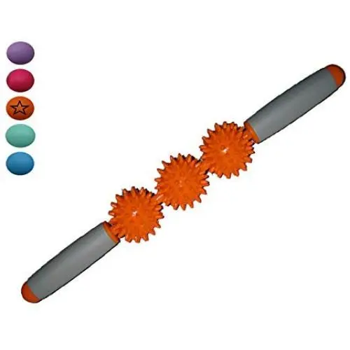 3 Ball Trigger Point Muscle Massage Roller Stick - with Handles for Physical Therapy (Orange) 3 Ball Trigger Point Muscle Massage Roller Stick - with Handles for Physical Therapy (Orange)