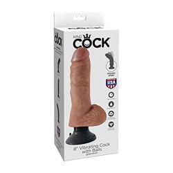 Pipedream Products King Cock  8" Vibrating Cock with Balls , Tan, 21.28 Lb