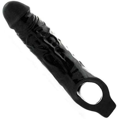 BLACK Reusable Sleeve for Men Realistico Extender Enlargement 9-INCH LARGE
