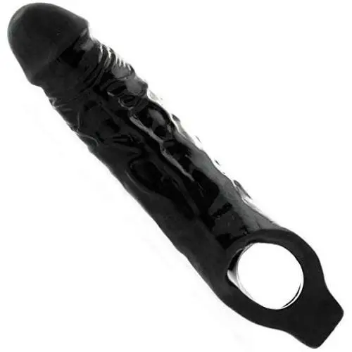BLACK Reusable Sleeve for Men Realistico Extender Enlargement 9-INCH LARGE BLACK Reusable Sleeve for Men Realistico Extender Enlargement 9-INCH LARGE