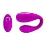 XSEXO Wireless Remote Rechargeable Mini Finger Massager, USB Waterproof U-Shaped Massager (Purple)