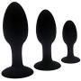 3PCS Black Butt Plug for Beginner Silicone Anal Plug Adult Products Anus Muscles Trainer Suction Cup with Stainless Steel Ball Inside