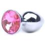 Metal Butt Plug Set with Pink Jewel End Small + Medium + Large Buttplug set. Anal plug set.
